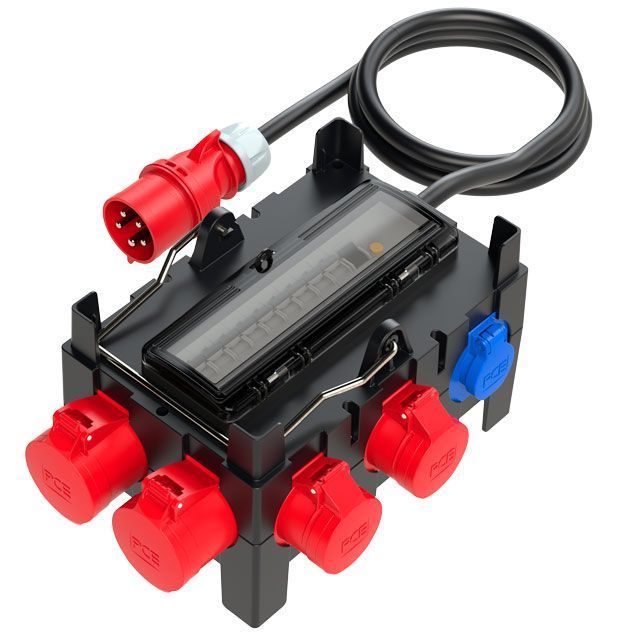 ISCHL Mobiler Stromverteiler 32A – 2x CEE 32A + 2x CEE 16A + 5x Schuko / IP44 / 400V