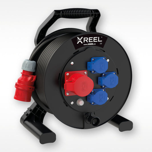 XREEL310 Kabeltrommel 30m – CEE 16A/5-polig + 2x IP68 Schuko / IP54 – H07RN-F 5G2,5mm²