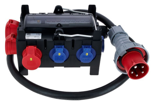 ISCHL Mobilverteiler 63A – CEE 32A + 2x CEE 16A + 6x Schuko / FI-Schutz / IP44 – H07RN-F 5G16mm²