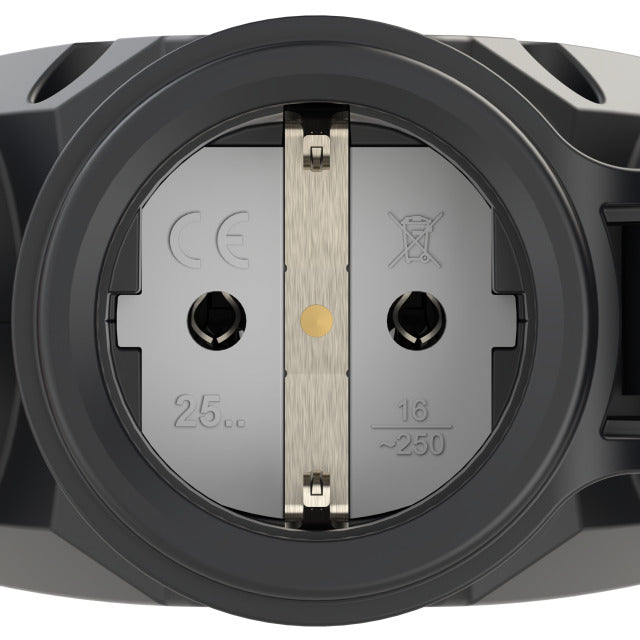 Taurus2 3-Wegekupplung Gummi – Schuko / IP54 / 16A / 250V – schwarz