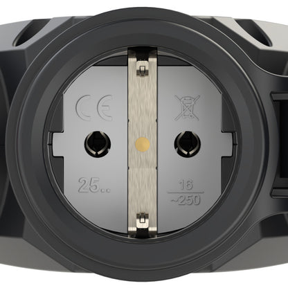 Taurus2 3-Wegekupplung Gummi – Schuko / IP54 / 16A / 250V – schwarz